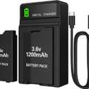 PSP Battery and Charger, 2Pcs 3.6v 1200mAh Lithium Polymer Replacement Batteries with Charging Dock for PSP-3000, PSP-3001, PSP-2000, PSP-2001, PSP-3002, PSP-3004, PSP Lite, PSP Slim Console