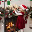 Riciakik 75 Metal Christmas Tree, Christmas Ornament Display Stand Tree with Hooks, Freestanding Wrought Iron Christmas Tree with 100 LED Lights, 54 Balls, 2 Mini Stockings & 6 Xmas Cards