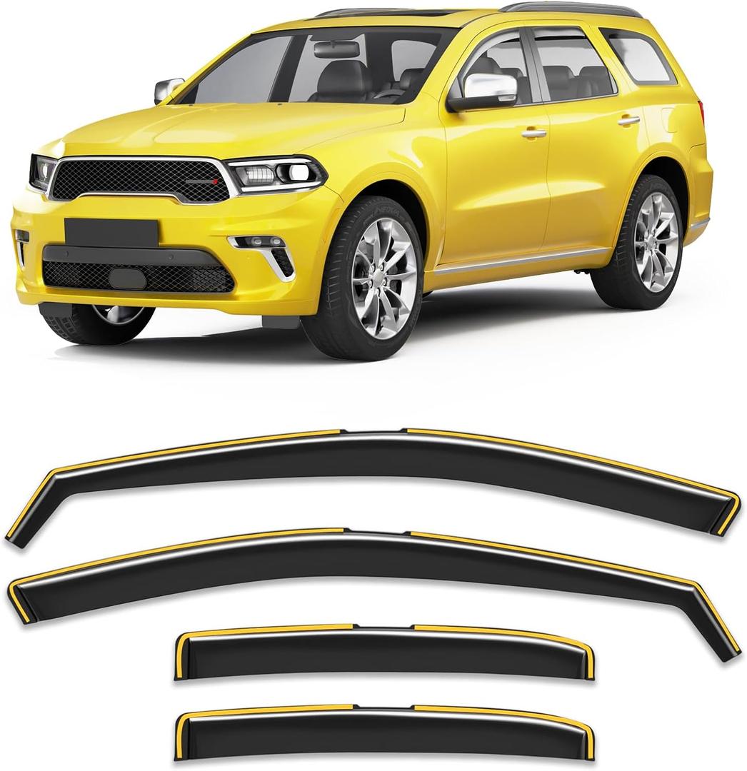 in-Channel Window Rain Guard for Fit for Dodge Durango 2011-2023 2024 2025 2026 Rain Guards Side Window Visors Low Profile Vent Visor Window Deflectors Vent Shades Car Accessories