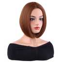 MAGQOO Brown Wig for Women Brown Bob Wig Short Straight Brown Wig Middle Part Synthetic Heat Resistant with Wig Cap