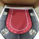 8 Player Poker Table with 2 Interchangeable Game mats, Texas Holdem and Blackjack, Collapsible Casino Table with Padded Rails and XXL Cup Holders for Wine and Whiskey Glasses, (71 in) - Burgundy