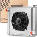 Universal Radiator with Fan 22'' Wide X 19'' Compatible with Chevy GM SBC BBC Engine Performance Cooling Aluminum Radiators Crossflow Style (2 Row)