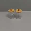 2 Pack Qtip Holder Dispenser with Bamboo Lids - 10 oz Clear Plastic Apothecary Jar Containers for Vanity Makeup Organizer Storage - Bathroom Accessories Set for Cotton Swab, Ball, Pads, Floss