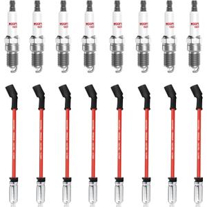 41-114 Iridium Spark Plugs and Wires Set for Chevy 5.3L 6.2L 4.8L 6.0L, 2014-2024 SparkPlugs Compatible with GMC Yukon Sierra Silverado 1500 Suburban Tahoe 12622441