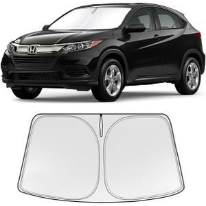Foldable Sun Shade WODSTA Full Coverage Windshield Sunshade Compatible with Honda HRV 2016-2022 4-Layer Thickened Windows Visor 240T Polyester Windshield Sun Shade