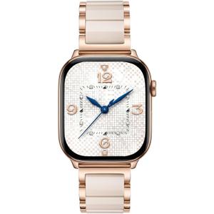 V.R.HOPE Apple Watch Band for Women 38mm 40mm 41mm 42mm Fashion Rose Gold Stainless Steel Metal Strap with Resin Inlay, Fashion Bracelet Compatible with iWatch Series 11/10/9/8/7/6/5/4/3/2/1/SE (Oatmeal+Rose Gold)