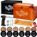 Old Fashioned Smoker Kit  Premium Wooden Gift Box for Whiskey & Cocktails, Electric Fan-Powered 2-in-1 Drink & Food Smoker, Bourbon Whiskey Gift for Men, Complete Set (Smoking Gun Not Required) (Reddish Brown)