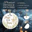 2 x Christian Ornament with Cross & Daisies, Religious Scripture Decor, All My Hope is in Jesus Ornament, Inspirational Faith Gift for Women, Christian Tree Decor, Bible Verse Keepsake