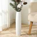 17.7 Inch White Ceramic Floor Vase, Tall Decorative Vase with Glossy Glaze, Big Standing Flower Vases for Pampas Grass, Modern Home Decor for Living Room, Office, Bedroom, Dining Corner