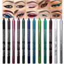 evpct 12Pcs Green Blue White Black Brown Purple Color Gel Glitter Eyeliner Pencils Set for Women Waterline Waterproof Smudge Proof lapiz de ojos delineador de ojos contra el agua Eye Liner Makeup 1-5 (Set05-Shimmer and Matte)