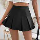 WDIRARA Women's High Waisted Pleated Skirt Skater A Line Mini Uniform Skirt, L