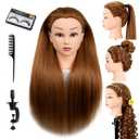 Mannequin Head 90% Human Hair for Hair Styling Practice 26-28 Inch Straight Hair Training Head for Cosmetology Barber Hairdresser Students and Professionals (Y01)