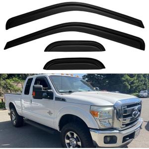 Window Visors Rain Guards for 1999-2016 Ford F250 F350 F450 Super Duty SuperCab, Out-Channel Window Vent Wind Deflectors Visors Shades for 99-16 F-250 F-350 F-450 Extended Cab