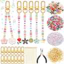 Tondiamo 2823 Pcs Bead Keychain DIY Craft Making Kit Bag Charms Key Ring Letters Beads String for Gift Jewelry Key Ring Backpack Accessories(Flower)