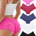 READY TO LOVE Sexy Women's Underwear Lace Shorts V Waist Breathable Cheeky Panties Boyshorts Underwear Women 5 Pack (M)