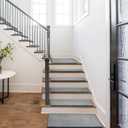PURE ERA Carpet Stair Tread Landing Mat Area Rug Ultra Plush Shag Soft Non Slip Skid Resistant Tape Free Indoor Doormat Washable Reusable Grey 30 x 30 Inch
