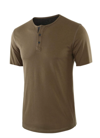 Men Short Sleeve Henley T Shirt Casual Fit with Button Shirt, XXL