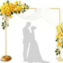 2025 6.6FTx6.6FT Wedding Square Backdrop Stand, Gold Wedding Arch Backdrop Stand for Birthday Party, Bridal Baby Shower Anniversary Arbor Balloon Decoration