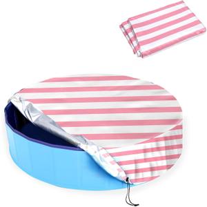 Foldable Round Dog Swimming Pool Cover, for 32 "/63“/48” Collapsible Outdoor Tub, PVC Coating Waterproof and UV Protection, Leakproof Washable Kiddie Pet Small Paddling Bath Accessories