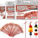 100 Pcs Red Bamboo Skewers 4.7" Decorative Cocktail Picks, Appetizers Toothpicks, Fancy Drinks Stirrers, Wooden Sticks, Charcuterie Garnish, Fruit Kabob, Martini & BBQ Party Food