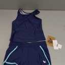 Eddie Bauer Girls' UPF 50+ Racerback Tankini Top and Swim Short Set (Blue, S)
