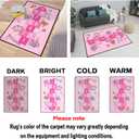 Washable Kids Play Mat 2x3 Feet, Non-Slip Educational Number Game Rug, Soft Low Plush Small Indoor Carpet for Children's Bedroom Nursery Entrance, Modern Pink Floor Mat