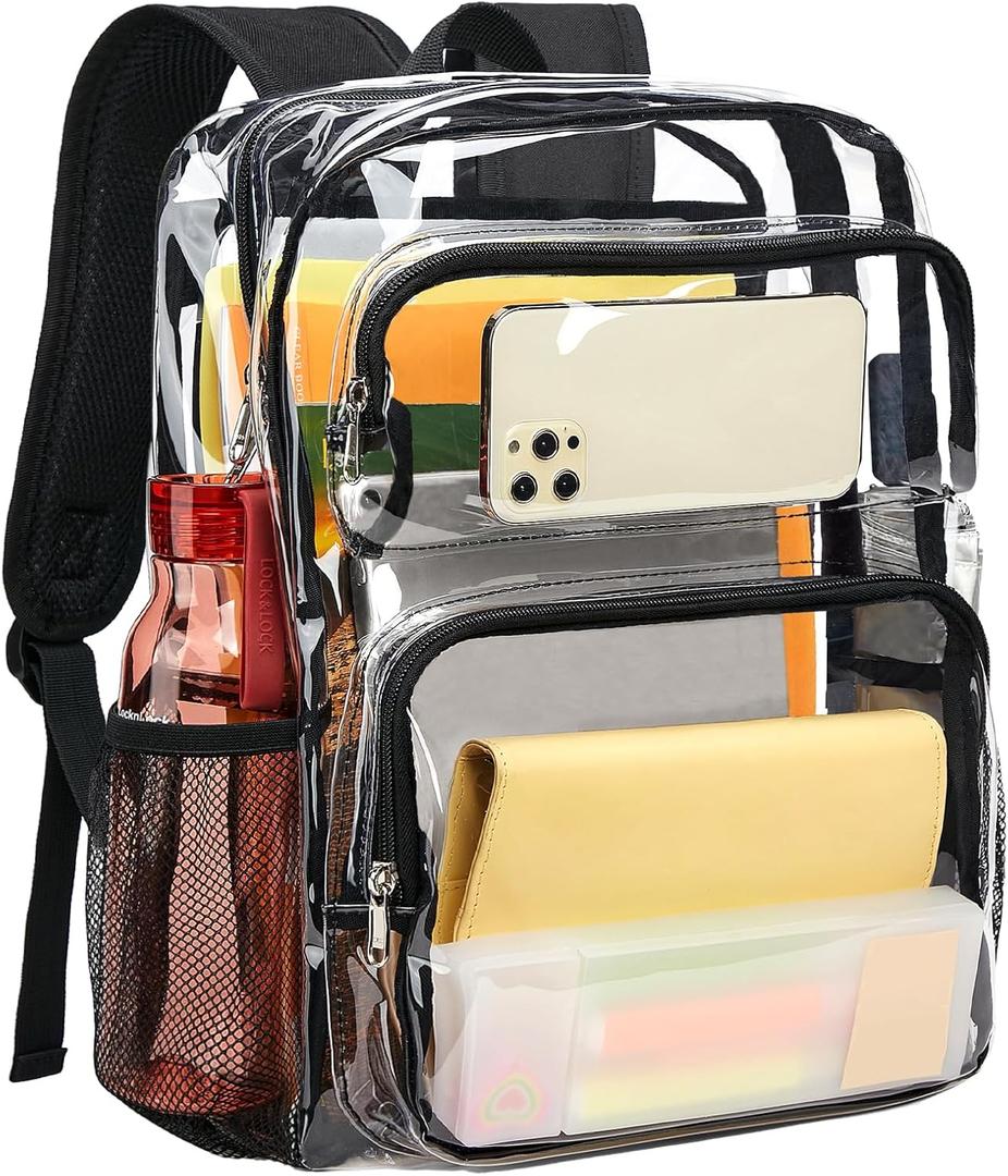 Vorspack Clear Backpack Heavy Duty - Large Clear Bookbag Transparent Backpacks See Through Backpack for College Work Travel Festival - Black | Clear Bookbag, See Through Backpack, College, Work, Travel