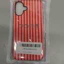 Compatible with iPhone 16 Plus Case Cute Aesthetic Striped Phone Case for Women Girl Shockproof Slim TPU and Hard PC Protective Cover (Pink and Red)