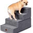 EHEYCIGA Dog Stairs for Bed 18H, 4-Step Dog Steps for High Bed, Pet Steps for Small Dogs and Cats, Non-Slip Balanced Pet Ramp Indoor, Grey (15" x 24" x 18")
