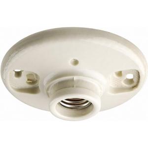 Leviton Glazed Porcelain Incandescent Lampholder, Keyless, 49875-2, White