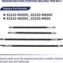 Window Weather Stripping Molding Trim Belt 82210-M6000 82220-M6000 83210-M6000 83220-M6000 Compatible with Kia Forte 2019 2020 2021 2022 2023 |Outer Door Window Moulding Trim Weatherstrip