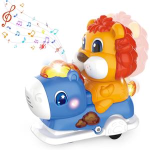 Baby Crawling Walking Toys for Toddlers with Adorable Shape, Musical Car Crawling Developmental Toys with Sounds and Lights, Ideal Gifts for Babies, Small