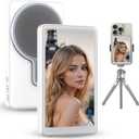 Magnetic Selfie Monitor Screen, Wireless Phone Camera Screen Mirroring, Rear Camera Monitor for Selfie Vlogging, TikTok/YouTube Live, iPhone&Android Compatible, White