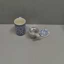 AmorArc Porcelain Tea Mug with Infuser and Lids, 18 Oz Large Cup Strainer with Bag Holder for Loose Leaf Tea, Steeping Coffee Mug for House-Warming Wedding Birthday Gift (Classical Pattern)