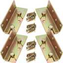 4 Sets Bed Rail Fittings No-Mortise Bed Rail Brackets Heavy Duty Bed Frame Hardware Rust Proof Bed Frame Connectors with Screws for Headboards, Footboards Hold