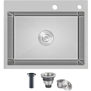 20 inch Drop-in Kitchen Sink Stainless Steel, Topmount Kitchen Sink Single Bowl, 9-inch Deep Handmade Overmount Bar Sink with Strainer