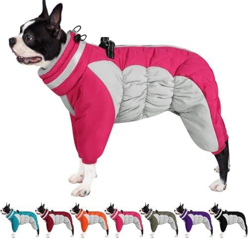 AOFITEE Dog Coat Warm Dog Puffer Jacket for Winter, Windproof Dogs Coat with Harness Built in, Reflective Turtleneck Dogs Winter Jacket Snowsuit, Full Body Fleece Coats for Medium Pet, M