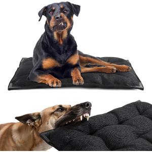 BALAPET Chew Proof Dog Bed with Metal Rivet Corner for Medium Dogs, Stable Kennel Pad Mat for Teething Puppy, Durable Indoor Outdoor Crate Pad for Medium Dog Crates, 35"x22" (Black)