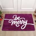 48 x 30 Inch Christmas Bathroom Rug Large Extra Soft Absorbent Bath Mat Purple Non Slip Bath Rug Be Merry Holiday Xmas Home Decor for Indoor, Living Room, Bedroom