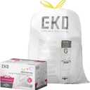 EKO 21 Gallon / 80 Liter Drawstring Trash Bags, Extra-Strong Garbage Bags, Fresh Floral Scent with Continuous Odor Control, 60 Count Easy-Dispense Roll for Kitchen and Household Use, Code G, White