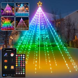 13Ft 622LEDs Outdoor Christmas Lights Yard Decor, Smart Color Changing RGB Flag Pole Christmas Tree Light, App/Remote Control, Timer, Dimmer, Group Control, Waterproof, Large Outside Xmas Decor