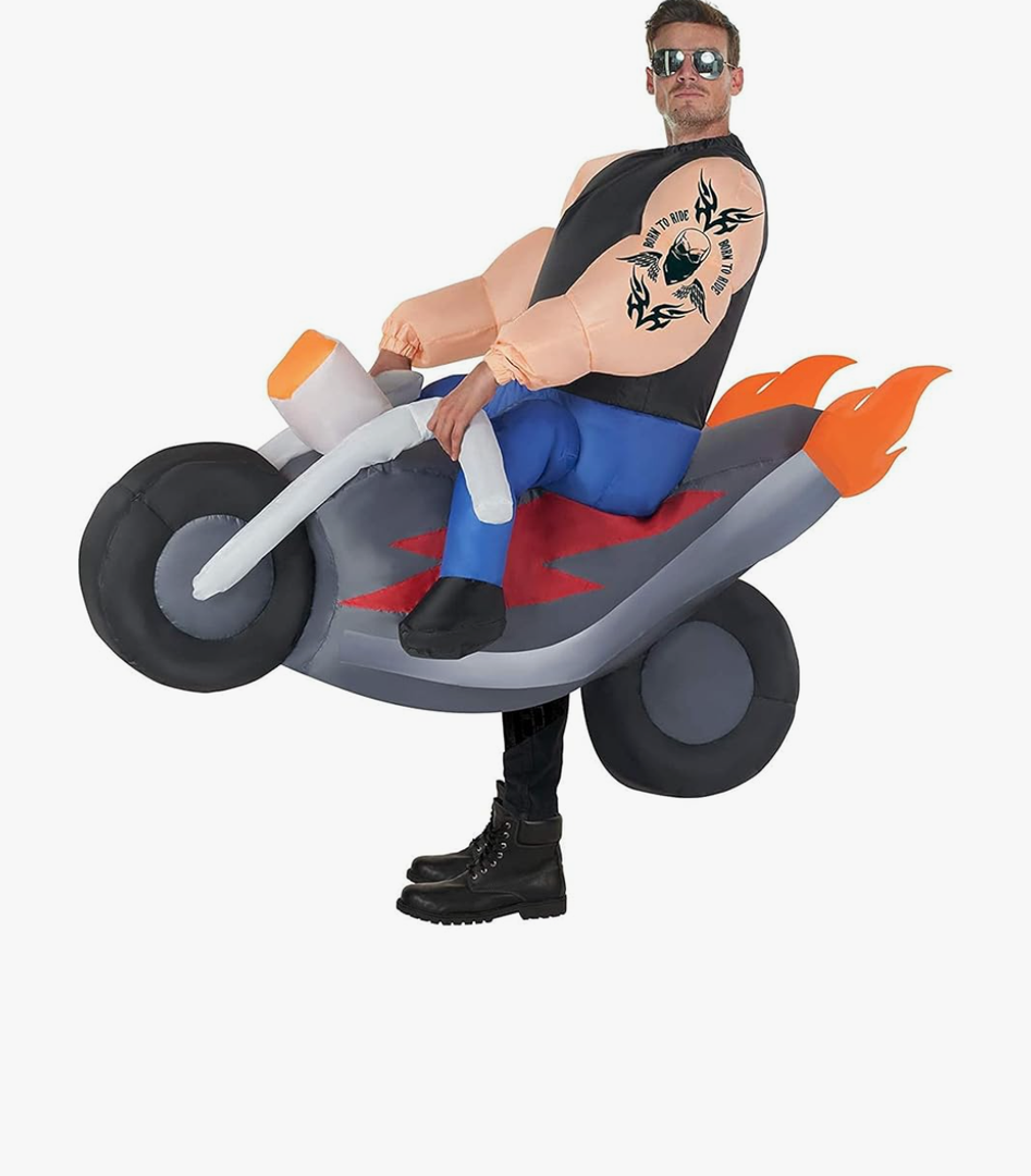 Morph Inflatable Biker Costume, Inflatable Motorcycle Costume, Blow Up Motorbike Rideable Inflatable Costume Adult