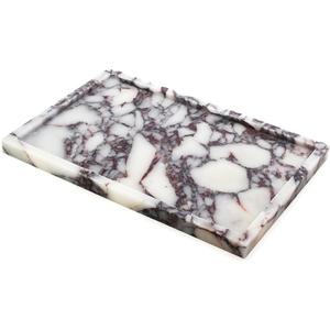 Real Luxurious Natural Marble Vanity Tray Genuine Marble Storage Tray for Home Decor Stone Tray for Bathroom/Kitchen/Vanity/Dresser,Plate Holder for Tissues, Candles, Towel (12" x 8" x 0.7", Calacatta Viola)