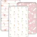 Bedside Sleeper Bassinet Fitted Sheets 20 x 33, 3 Pack Baby Delight Beside Me Dreamer,Babybond,Jimglo,koola,cowiewie,fodoss, Dream On Me Baby Square Bassinet, Pink Animal