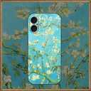 Compatible with iPhone 16 Plus Case,Almond Tree Artistic Flower Paintings by Van Gogh,Soft TPU Slim Protective Cover