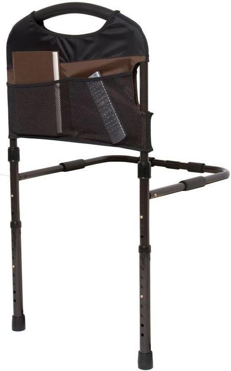 Stander Stable Rail, Bedside Assist Railing for Elderly Adults, Senior Bed Handle with Adjustable Legs and Organizer Pouch, ASTM Safety Approved Bedrail
