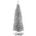  6FT Silver Tinsel Tree Unlit Slim Pencil Christmas Tree Metal