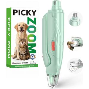 2-in-1 Dog & Cat Nail Clippers and Grinder with Light  Upgraded Safety Guard to Avoid Overcutting, Sharp Blade, Painless Quiet Pet Nail Claw Trimmers, Professional Grooming Tool for Large Small Pets (Green)