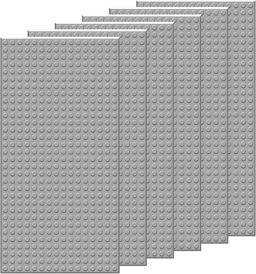 EKIND 6 PCS Classic 5" x 10" Building Baseplates, Compatible with Major Brands Toy Bricks, Encourage Logic & Creativity Through Play, Ideal STEM Activities for Children (Gray)