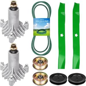 42" Deck Spindle Rebuild Kit for 130794 Spindle, for AYP/for Husqvarna LT1000 LT2000(Only 3 Bolts), 2 Spindles 532130794, 2 Blades 134149, 2 Pulleys 129861,1 Idlers 173437,1 Idlers 173438,1 95.5" Belt